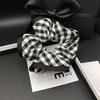 Elegant Black & White Plaid Hair Tie for Women - High-Class Bun & Low Ponytail Accessory