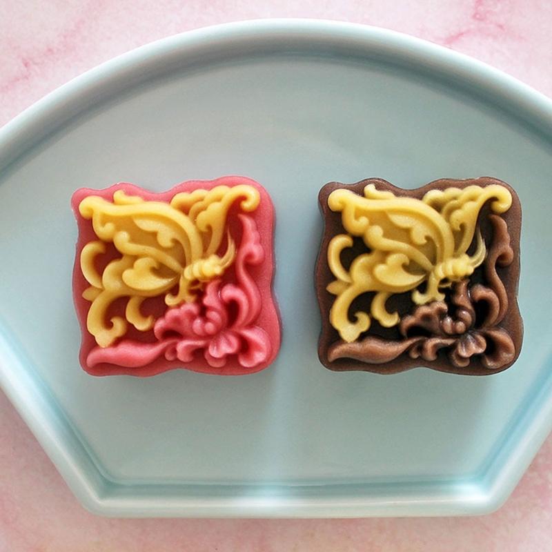 Butterfly Flower Pastries Molds Hand Pressed Mooncakes Maker Bean Pastes Cake Mould Dessert Bakewares for Cooking Lover