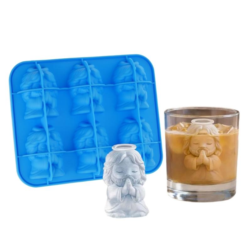 Ice Tray Silicone Molds 6 Cavities Prayer Figure Silicone Molds For Making Chocolate Jelly Candies Cocktails Drinks