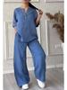 Women's Cross-Border Fashion Solid Color Cotton Linen Casual Set Pants