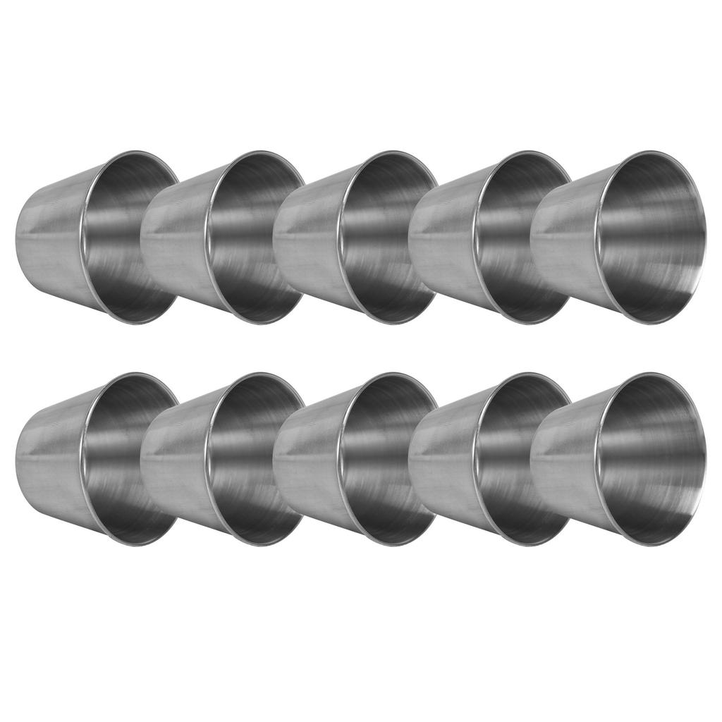 T02C!1 Pack Of 10 - Premium Brushed Stainless Steel Condiment Sauce Cups Spices Pots Liquid Dips Bowls - 2.5Oz 70Ml