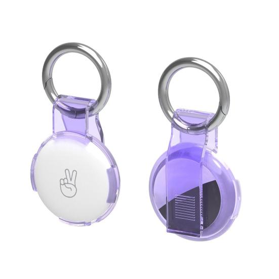 2 Peças Capa Protetora Transparente para Suporte AirTag Capa Rastreador com Clipe de Cinto Chaveiro Portátil