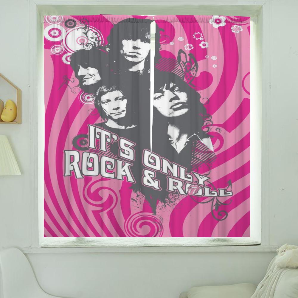 Kjøkkengardiner til stue 2 stk Mørkleggingsgardiner Dørgardin The R-rolling S-stones Skillevegg Soveromsdekorasjon