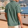 Men Striped Summer Shirt Short Sleeve Turndown Collar Button-up Shirt Casual Loose Fit Holiday Shirt for Beach Party Vacation Date