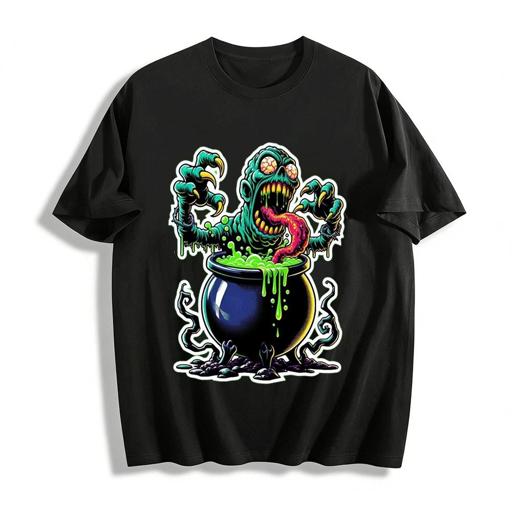 

Halloween Zombie Brewing Potion Graphic Casual T-Shirt Pure cotton T-shirt XXS