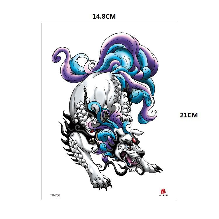 Vzor zvířete tygr vlk květina paže polovina paže vodní transfer vodotětná tetovací samolepka simulační tetování