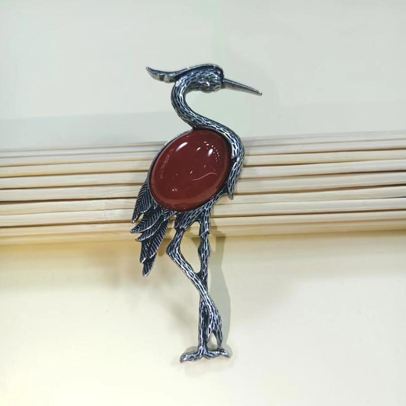 Fairy Tale Animal Brooch Pendant In Purple Crystal And Agate For Fashion Lovers