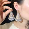 E0309 Earrings Africa Middle East Exaggerated Atmosphere Electroplated 18K Gold Three-Color Earrings, Needle