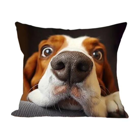 Basset Hound Pillow Cover 3D Visual Effect Dog Throw Pillow Cover Realistic Puppy Pillow Case with Hidden Zipper for Living Room Bedroom Decor Dog 736₽