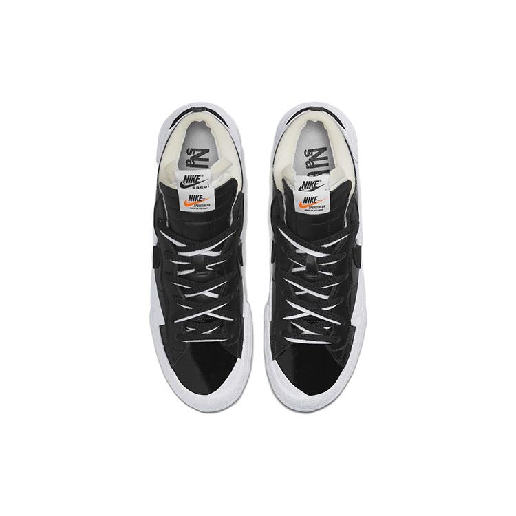 Nike Sacai x Blazer Низькі чорні лаковані кросівки унісекс білі DM6443-001
