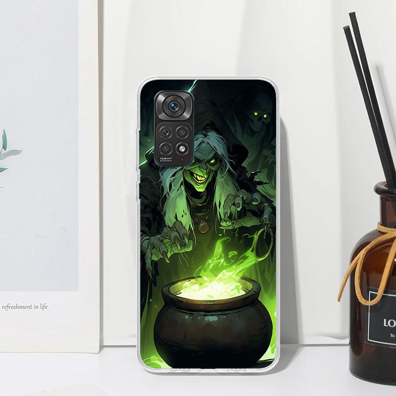 Halloween Moon Witch Horror Phone Case For Xiaomi Redmi Note 15 13 14S 14 Pro Plus 12S 11S 10S 12 11E 10 11T Art Fundas Back Cov