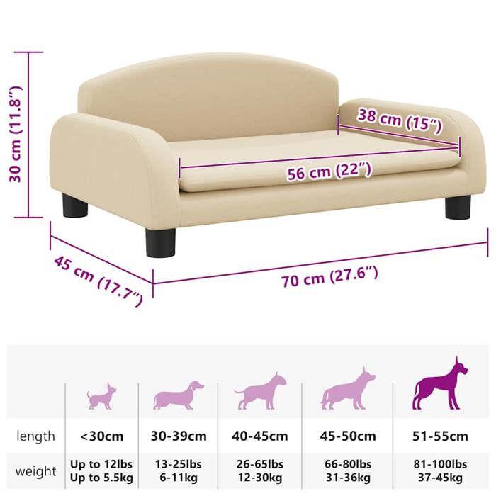 VidaXL Dog Bed, Pet Sofa with Wooden Frame, Basket for Puppies Indoor House, Cream 171959
