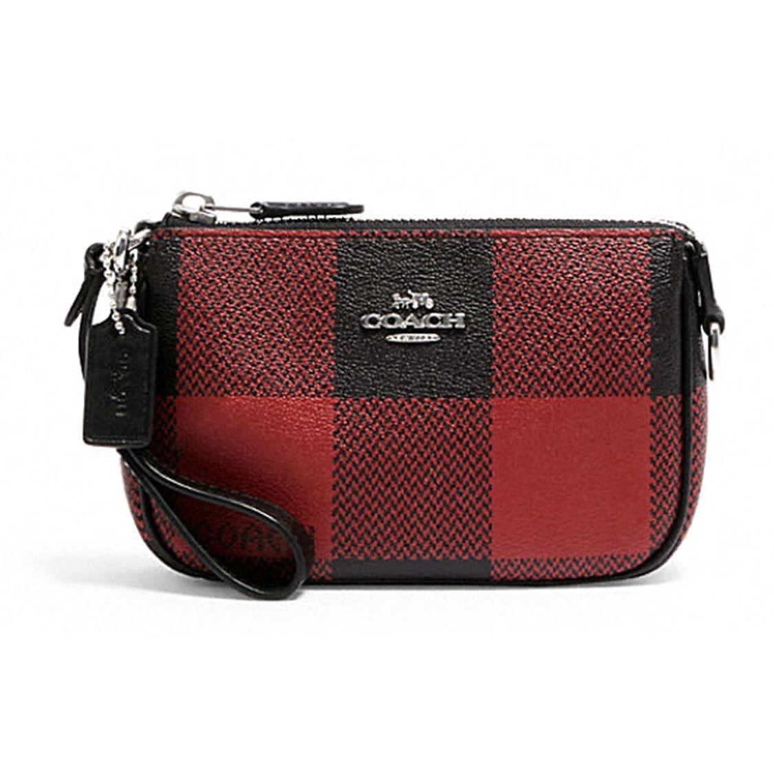 

Coach Nolita 15 Plaid Print Zipper PVC And Leather Coin Purse Mahjong Bag Women Bags Red Black C1580-SVS66 Basic Set (Bag+Dust Bag)