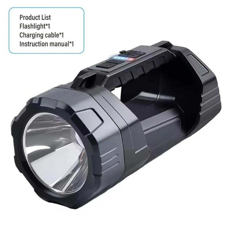 

Rechargeable spotlight flashlight, super bright LED handheld spotlight, USB rechargeable portable lantern with side lighting 1800mAh