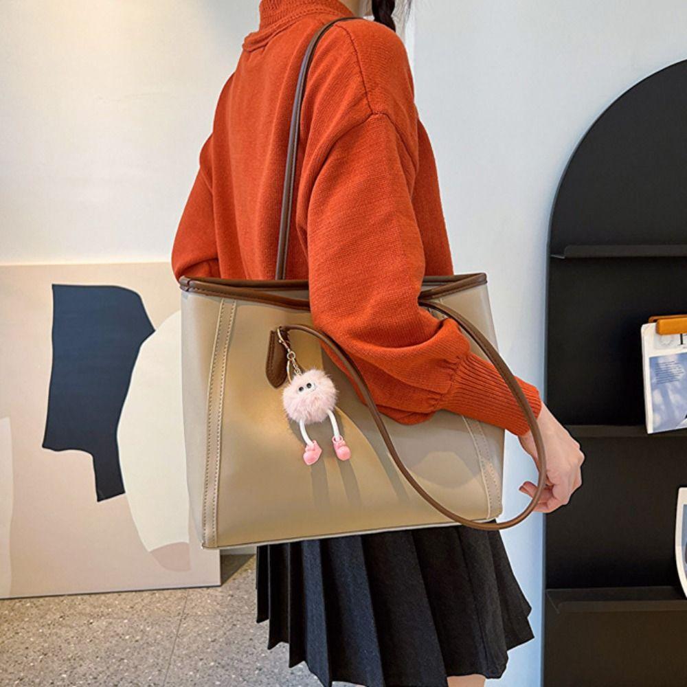Korean Style Pu Tote Bag Handbag Shoulder Bag Simple Underarm Bag  Travel