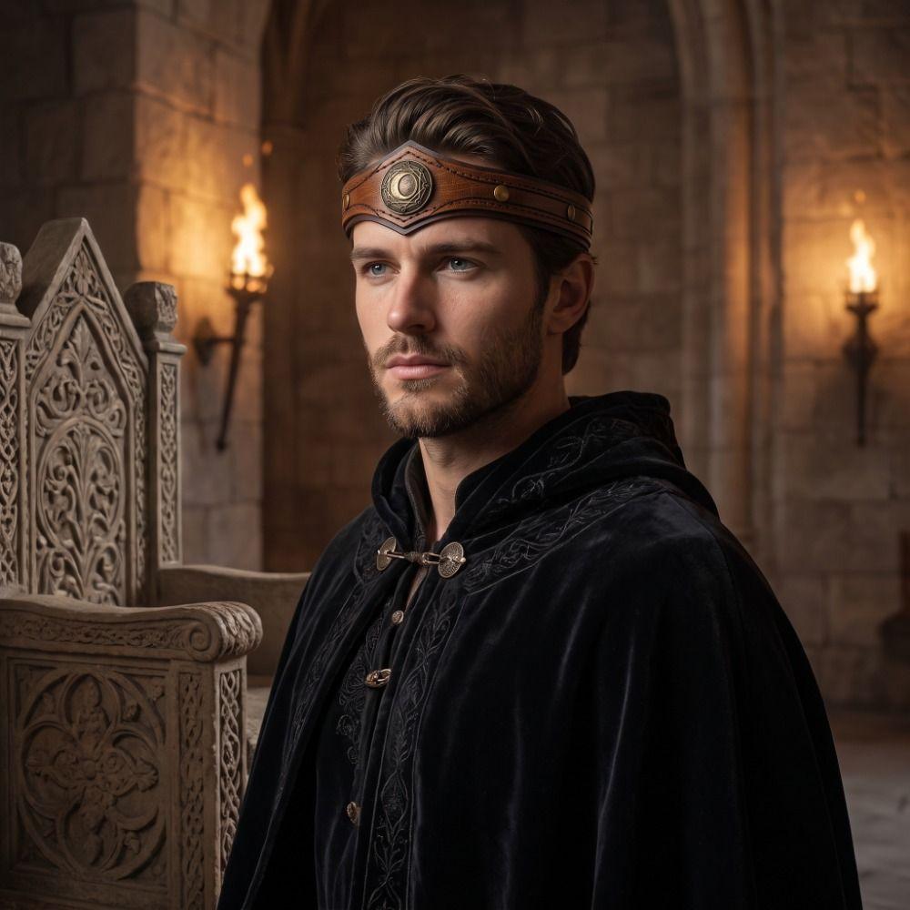 Medieval Style Pu Rivet Headband Pu Leather Viking Head Ring Novelty Kings Crown  Masquerade Party