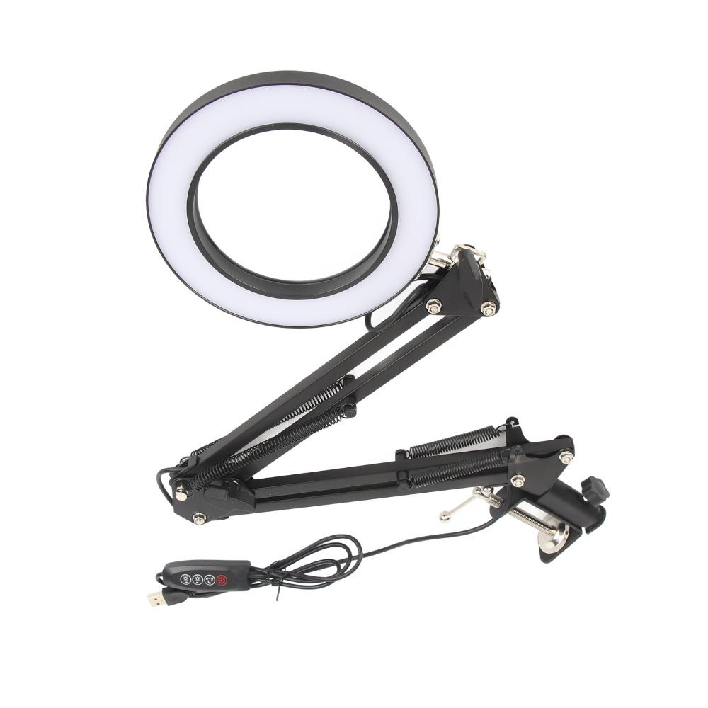 3 Colors 10X Magnifier Adjustable Desk Lamp With Clamp Magnifying Lamp Precision Work