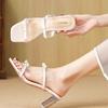 Fashion Women Sandals New Summer Fashion Bare Toed Square Head Shoes Women Designer Mid-heel Chunky High Heels Sandals Zapatos De Mujer
