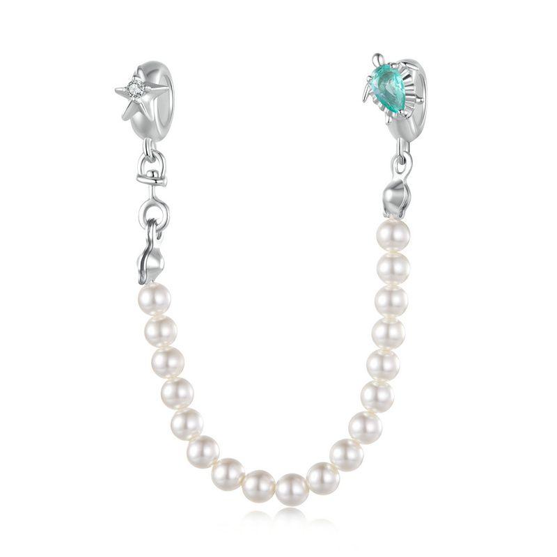 WOSTU 925 Silver Love Heart Silicone Safety Chain Butterfly Angel Wing Link Charm Fir Original Bracelet DIY Jewelry