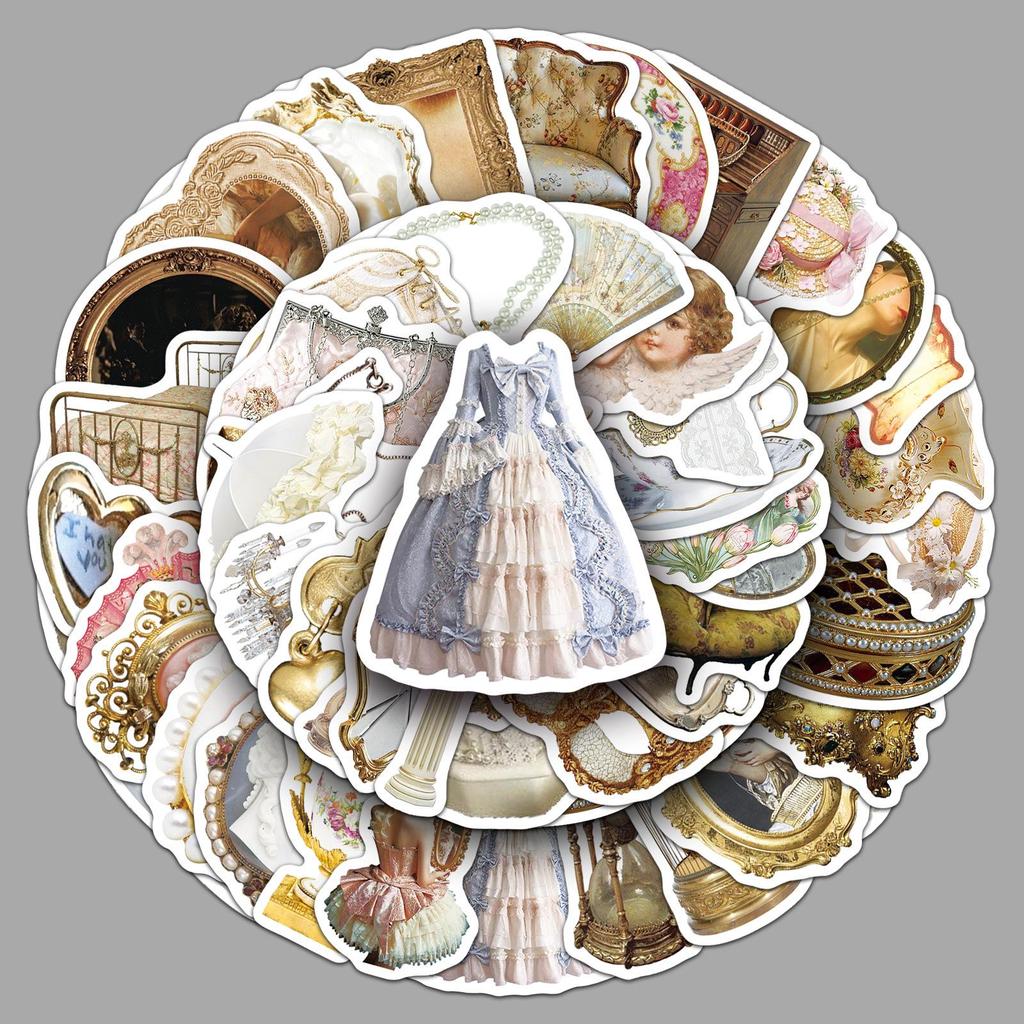 50 Retro Western Royal Court Stickers: Exquisite Designs for Journals, Tablets, Suitcases, and Refrigerators