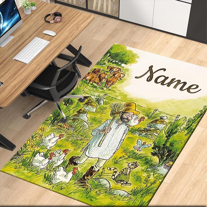 Custom Name Pettson Findus Printed Carpet Rug For Office Chair Living Room Bedroom Kitchen Room Decor Gifts