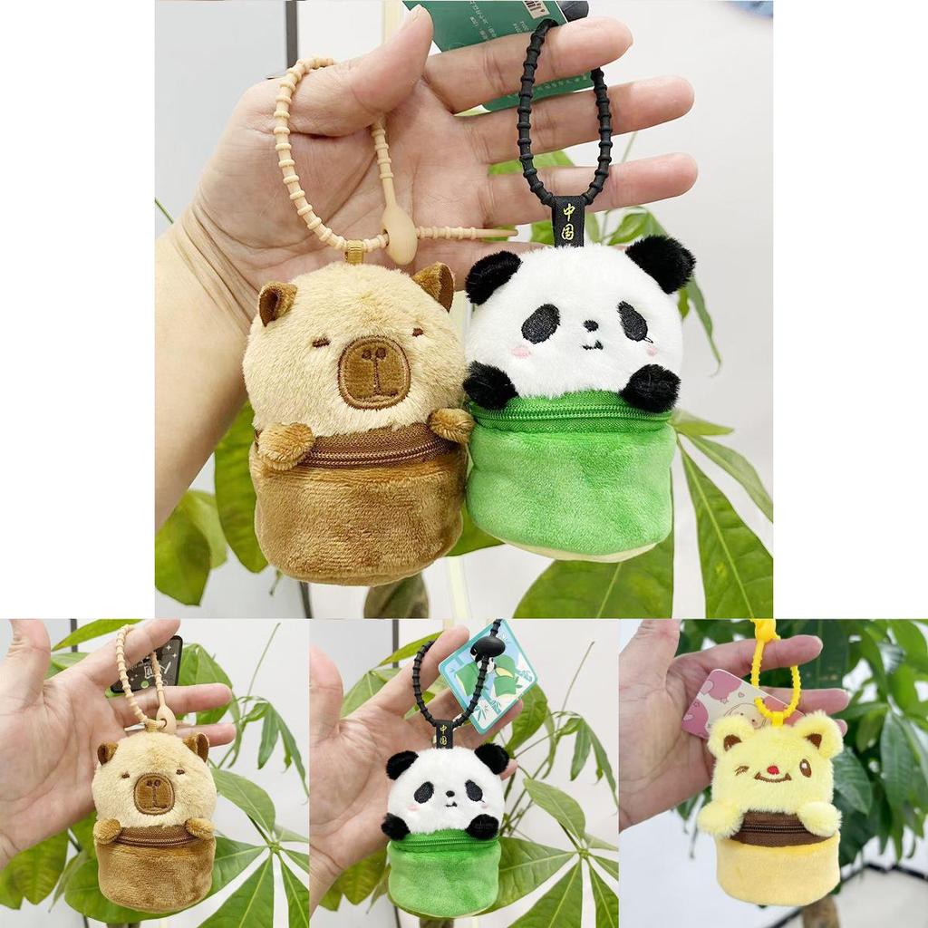 Charming Capybara Plush Keychain Coin Purse For Students Perfect Miniature Gift