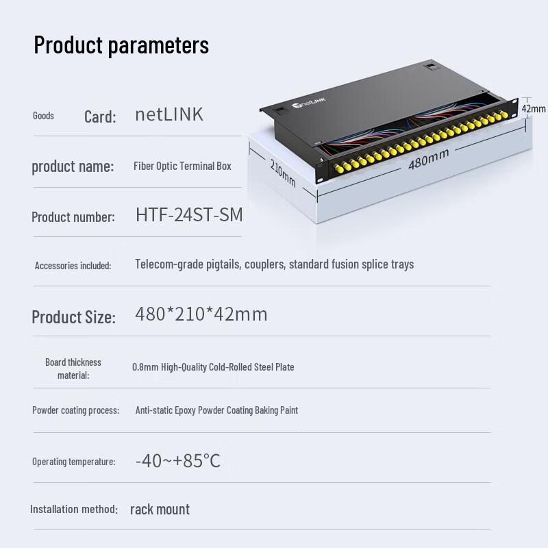 NETLINK 24-Port ST Single-Mode Rack-Mount Fiber Optic Distribution Frame