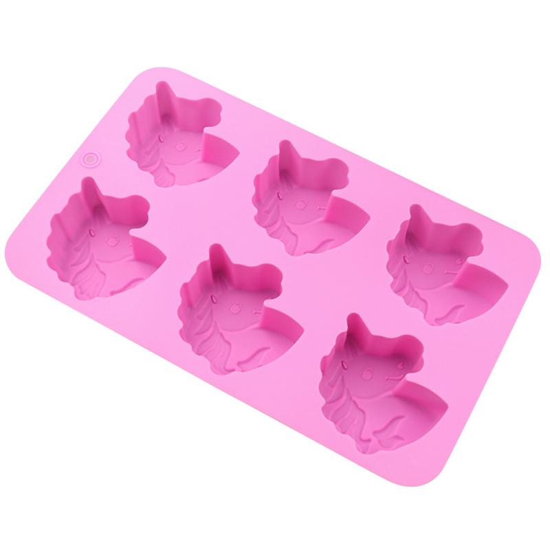 6 even Unicorn Silicone Baking Mold 3D Chocolate Pudding Molds Cupcake Pan Cake DIY Muffin Kitchen Tools
