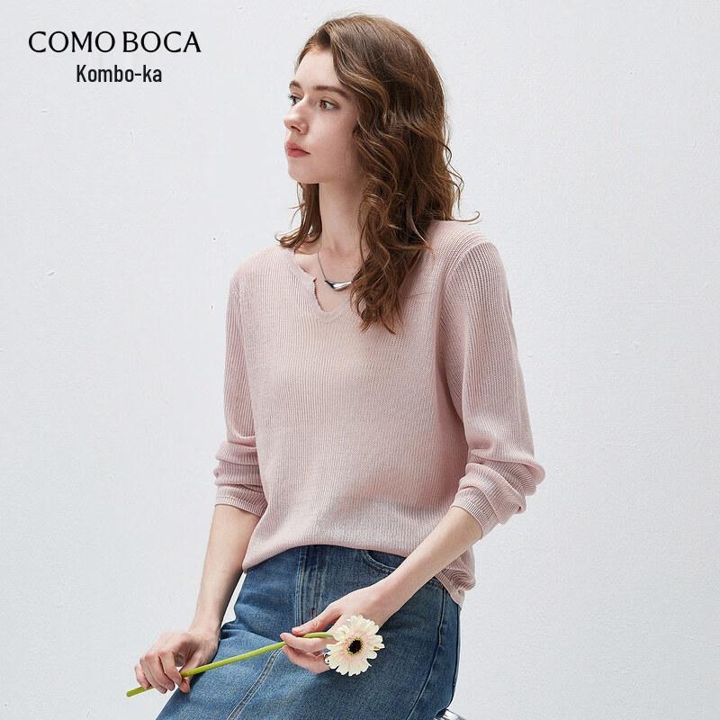 Komongboka Women's Lyocell Tencel Knit Long Sleeve Hollow-out Top