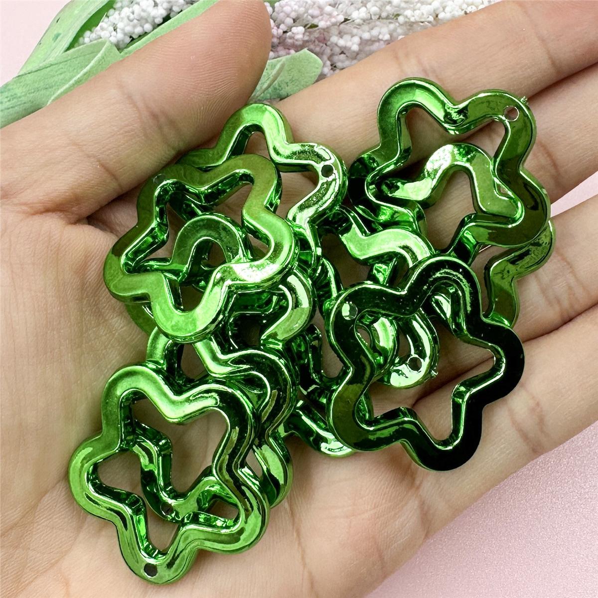 

Бусины акриловые россыпью 10 шт. Звезда кулон мода DIY ювелирные аксессуары УФ-цветное покрытие 30 мм для ожерелья серьги изготовление зелёный