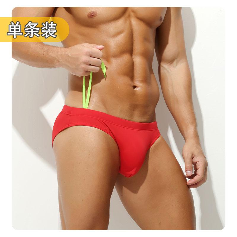Swimming trunks men's triangle solid color low waist personalized adult youth quick-drying beach pants swimming trunks men's