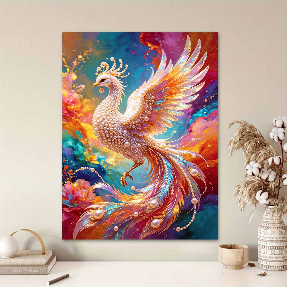 Shiny Pearl Elegant Phoenix Bird DIY Painting Creative Bead Art Craft Household Wall Decoration Nice Present For Art Hobbyists Home Ornament Decor