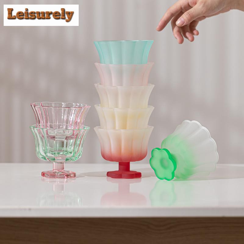 Creative Blossoms Peatl Glass Dessert Cup Home Transparent Water Fruit Bowl Tea Cake Holder Juice Mug Dish Tea Set Accessories