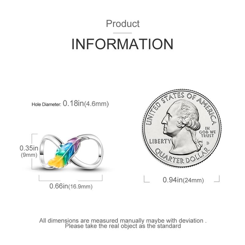 Original Charms Copper Colorful Feather Infinity Symbol Beads Fit Charms Plata Bracelets For Women Jewelry Making Gifts