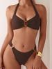 Solid Ribbed Sexy Bikini Set Comfortable Elegant Two Piece Women Swimwear