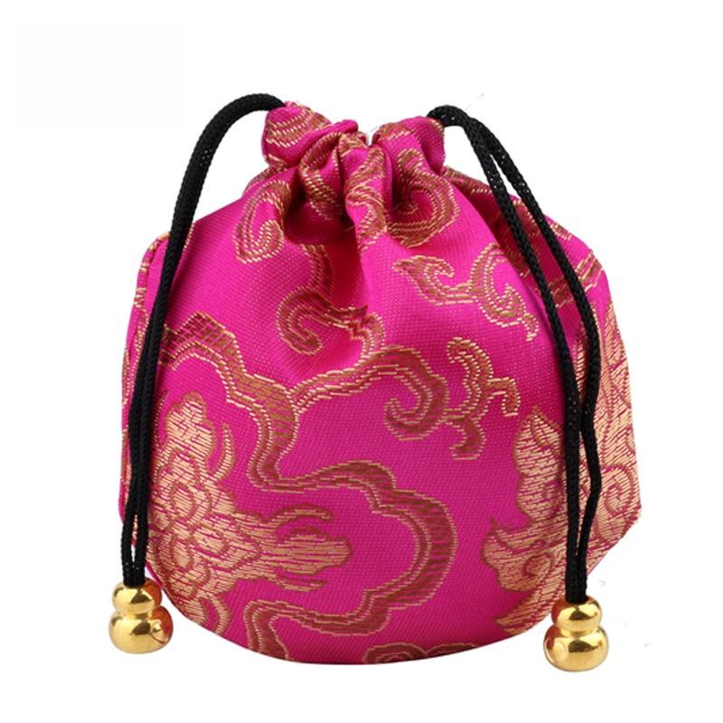 18 Brocade-Style Drawstring Bags for Buddhist Beads Bracelets & Cultural Play