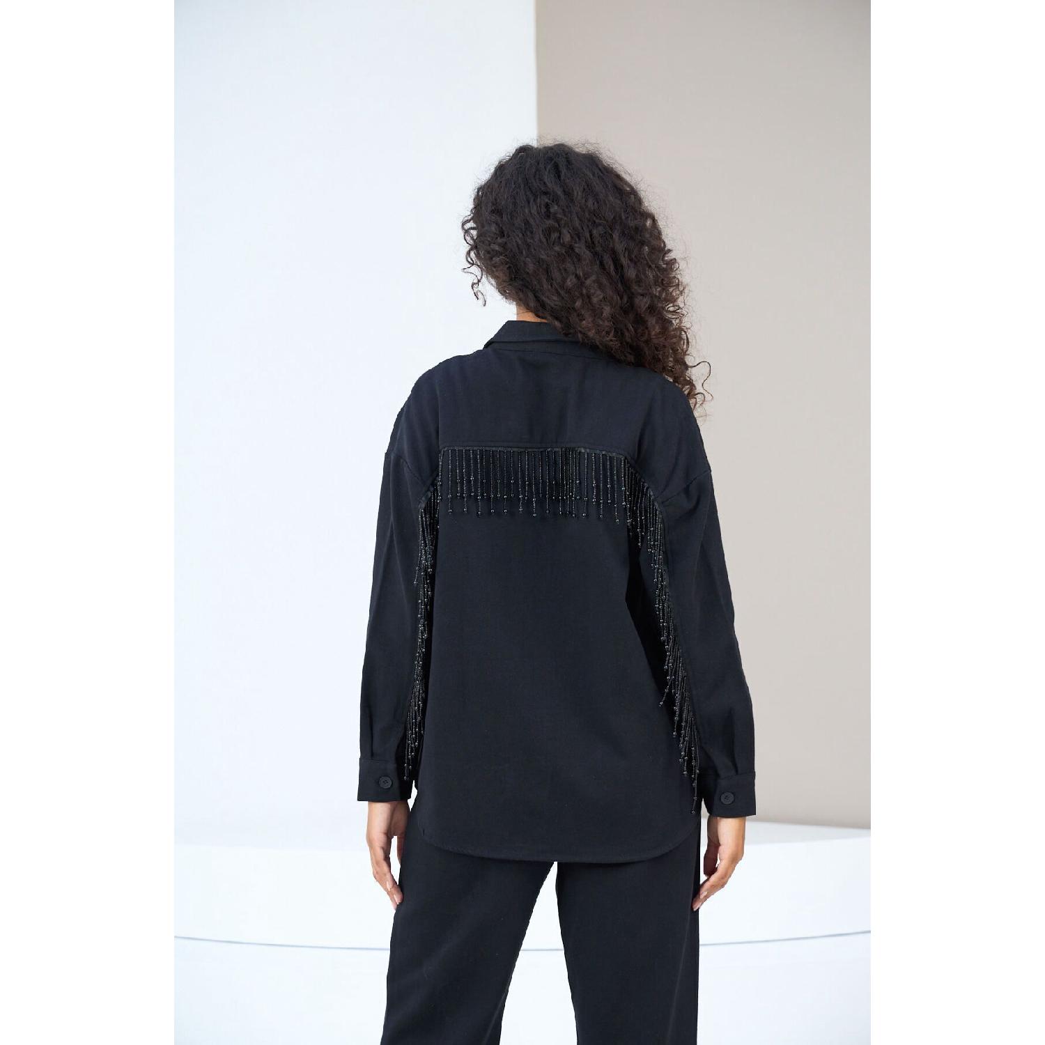 

Женская полоска из бисера от спины до рукавов S чёрный