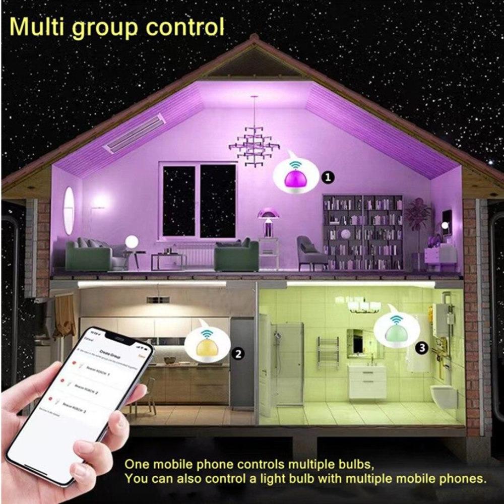 Wireless Bluetooth 4.0 Smart Bulb Tuya APP Control Dimmable 9W E27 RGB+CW+WW LED Color Change Lamp Compatible IOS/Android