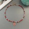 Christmas Necklaces for Women Girls Handmade Rice Beads X'mas Tree Santa Claus Snowman Gift Necklace Pendant New Year Jewelry