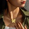 Atoztide Custom Name Necklace for Women Stainless Steel Jewelry 2 Sides Welding Butterfly Pendant Choker Chain Personalized Gift