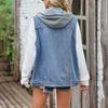 Women's Casual Loose Vintage Denim Vest Hooded Jacket