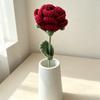 1Pcs Wine Red Handcrafted Knitted Rose Bunch for Valentine's Day - Romantic Wedding Decor Couple Gift