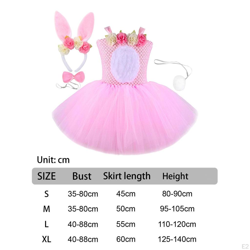 Easter Costume Tutu Set Ears Headdress Cute Hair Accessories Bunny and Tail for Birthdays