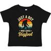 Inktastic Just A Boy Who Loves Bigfoot Retro Sasquatch Toddler Kids Boys T-Shirt Mythical