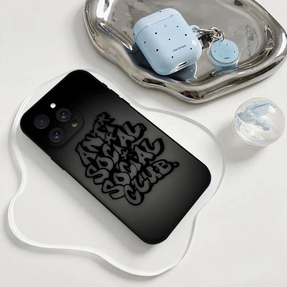 

Чехол для телефона A-Anti Social S-Social Club для iPhone 17 16 15 11 12 14 13 Pro Max Mini X XS XR 7 Plus 17E Ударопрочный чехол Fundas iPhone XR