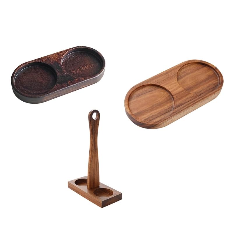 Walnuts Wood Grinders Tray With High Edges Elegant Salts and Pepper Mill Holder for Mills and Shakers