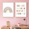 Rainbow ABC Alphabet Poster Quotes Print Nursery Wall Art Canvas Painting Child Bedroom Pictures Kids Gift Baby Room Home Decor
