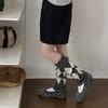 Argyle Pattern Wool Knitted Turn Cuffs Leg Warmers for Women and Students Cold Weather Foot Covers Footless Calf Socks
