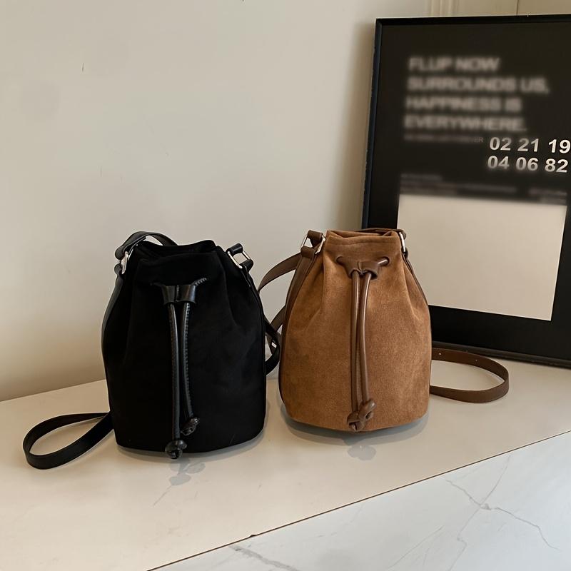 Borsa a secchiello da donna con coulisse borsa a tracolla retrò