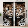 2 Panels Leopard Printed Curtains Blue Eyes Big Cat Animal Pattern Polyester Living Room Bedroom Window Drapes Home Decor